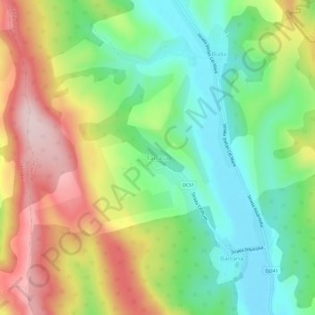 Topografische kaart Farcașa, hoogte, reliëf