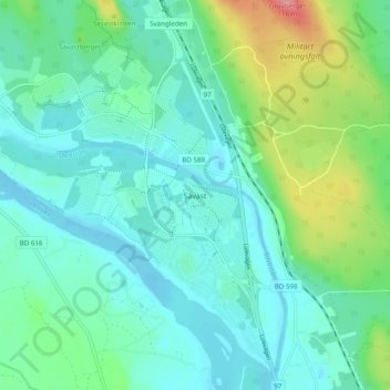 Topografische kaart Sävast, hoogte, reliëf
