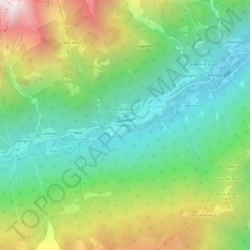 Topografische kaart Valleggio, hoogte, reliëf