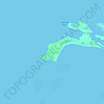 Topografische kaart Port Royal, hoogte, reliëf