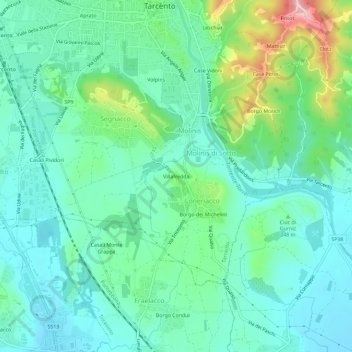 Topografische kaart Villafredda, hoogte, reliëf