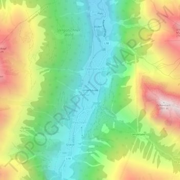 Topografische kaart Unterhäuser, hoogte, reliëf