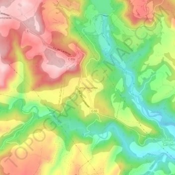 Topografische kaart Santa Susanna, hoogte, reliëf