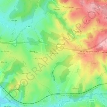 Topografische kaart Les Espalus, hoogte, reliëf