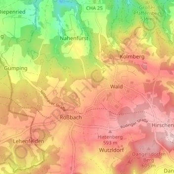 Topografische kaart Hönighof, hoogte, reliëf