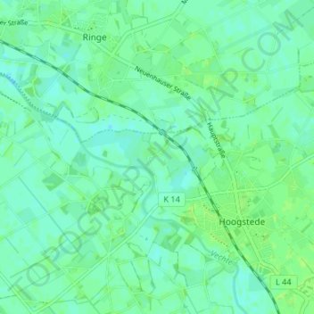 Topografische kaart Arkel, hoogte, reliëf