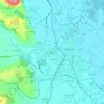 Topografische kaart Wagrein, hoogte, reliëf