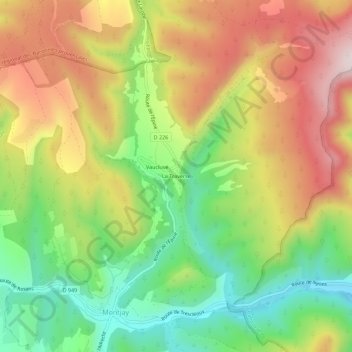 Topografische kaart La Traverse, hoogte, reliëf