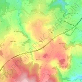 Topografische kaart Bessat, hoogte, reliëf