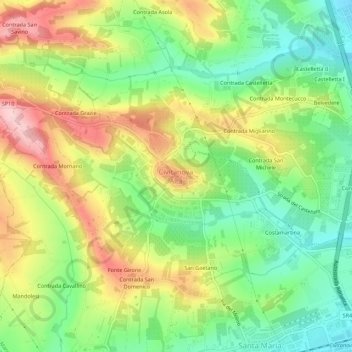 Topografische kaart Civitanova Alta, hoogte, reliëf