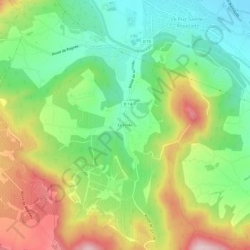 Topografische kaart La Cride, hoogte, reliëf