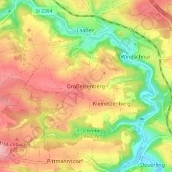 Topografische kaart Großetzenberg, hoogte, reliëf