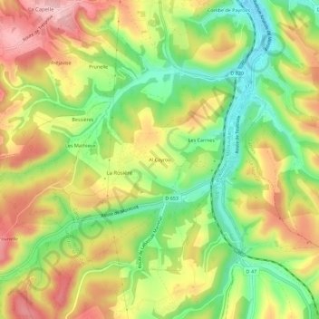 Topografische kaart Al Cayrou, hoogte, reliëf