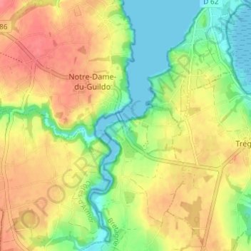 Topografische kaart Le Guildo, hoogte, reliëf