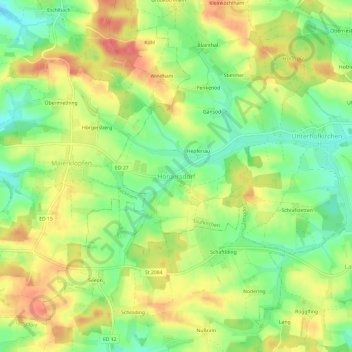 Topografische kaart Hörgersdorf, hoogte, reliëf