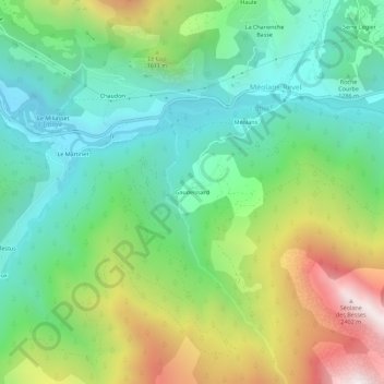 Topografische kaart Gaudeissard, hoogte, reliëf