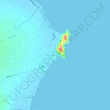 Topografische kaart Paralio Astros, hoogte, reliëf