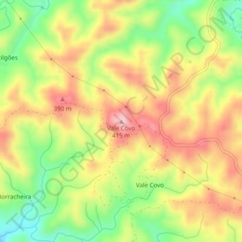 Topografische kaart Vale Covo, hoogte, reliëf