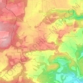 Topografische kaart Ittenhausen, hoogte, reliëf