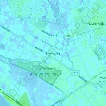 Topografische kaart Heenweg, hoogte, reliëf