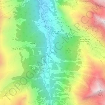 Topografische kaart Bien, hoogte, reliëf