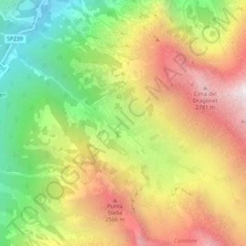 Topografische kaart Gias Lagarot, hoogte, reliëf
