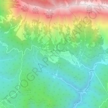 Topografische kaart Monteaperta, hoogte, reliëf