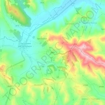 Topografische kaart Patro, hoogte, reliëf