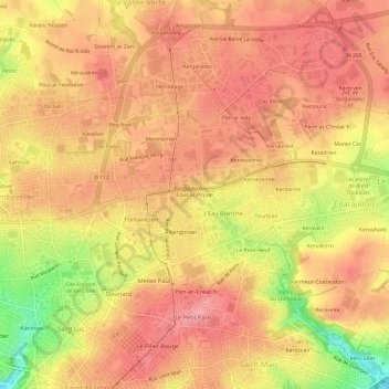 Topografische kaart Coat ar Piquet, hoogte, reliëf