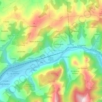 Topografische kaart El Argumal, hoogte, reliëf