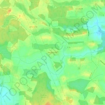Topografische kaart Romanèche, hoogte, reliëf