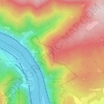 Topografische kaart Teufelskadrich, hoogte, reliëf