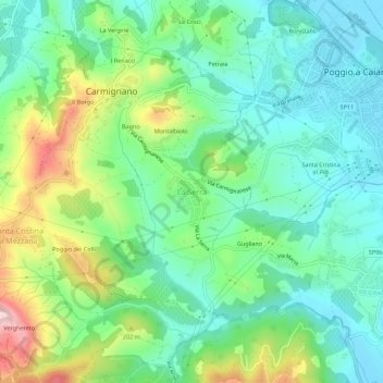 Topografische kaart La Serra, hoogte, reliëf