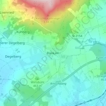 Topografische kaart Ränkam, hoogte, reliëf