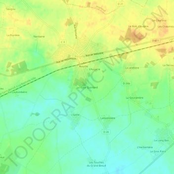 Topografische kaart Le Patis Quintard, hoogte, reliëf