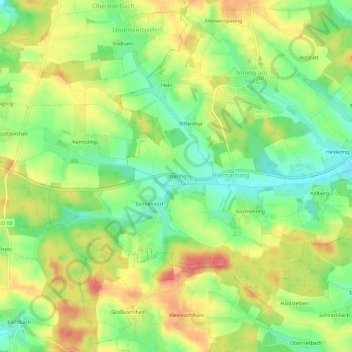 Topografische kaart Ottering, hoogte, reliëf