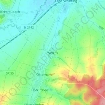 Topografische kaart Weichs, hoogte, reliëf