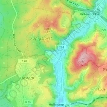 Topografische kaart Lehmbach, hoogte, reliëf