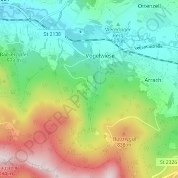 Topografische kaart Simmereinöd, hoogte, reliëf