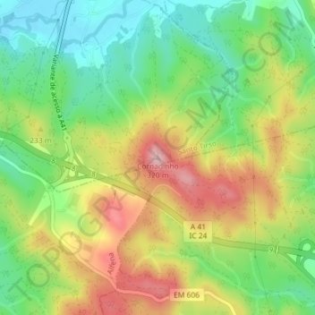 Topografische kaart Cornadinho, hoogte, reliëf