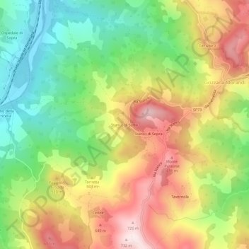 Topografische kaart Stanco di Sotto, hoogte, reliëf