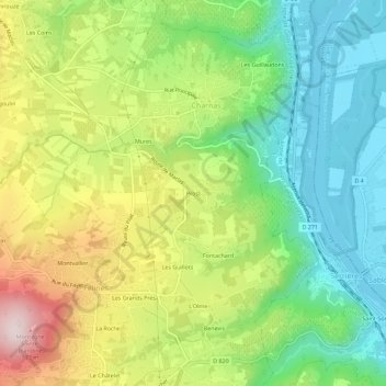 Topografische kaart Prost, hoogte, reliëf