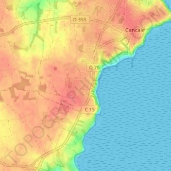 Topografische kaart Terrelabouët, hoogte, reliëf