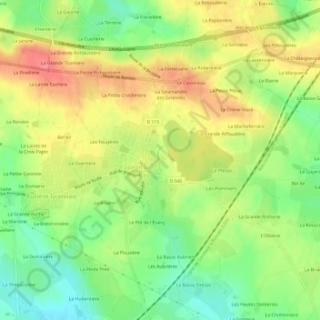 Topografische kaart Les Rochettes, hoogte, reliëf