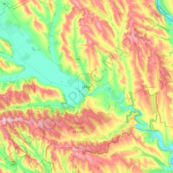 Topografische kaart Orhei, hoogte, reliëf