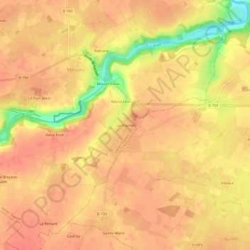 Topografische kaart La Maynie, hoogte, reliëf