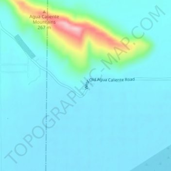 Topografische kaart Agua Caliente, hoogte, reliëf