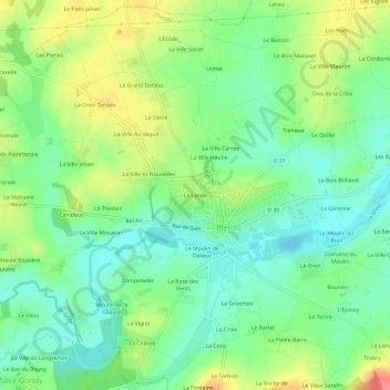 Topografische kaart La Lande, hoogte, reliëf