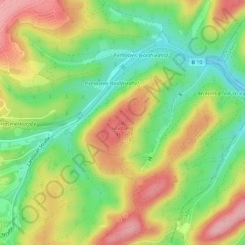 Topografische kaart Glasberg, hoogte, reliëf