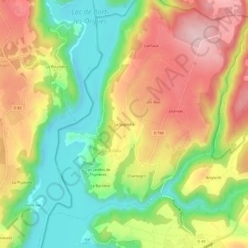 Topografische kaart La Sagnolle, hoogte, reliëf